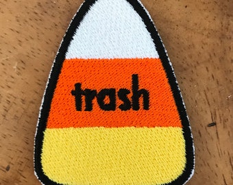 Candy Corn TRASH Halloween Patch