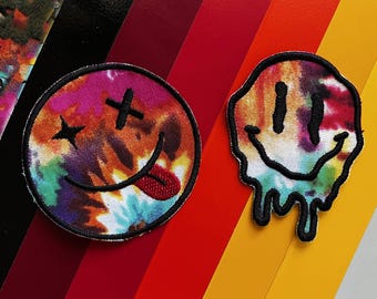 Tie-Dye Smiley Face Patches