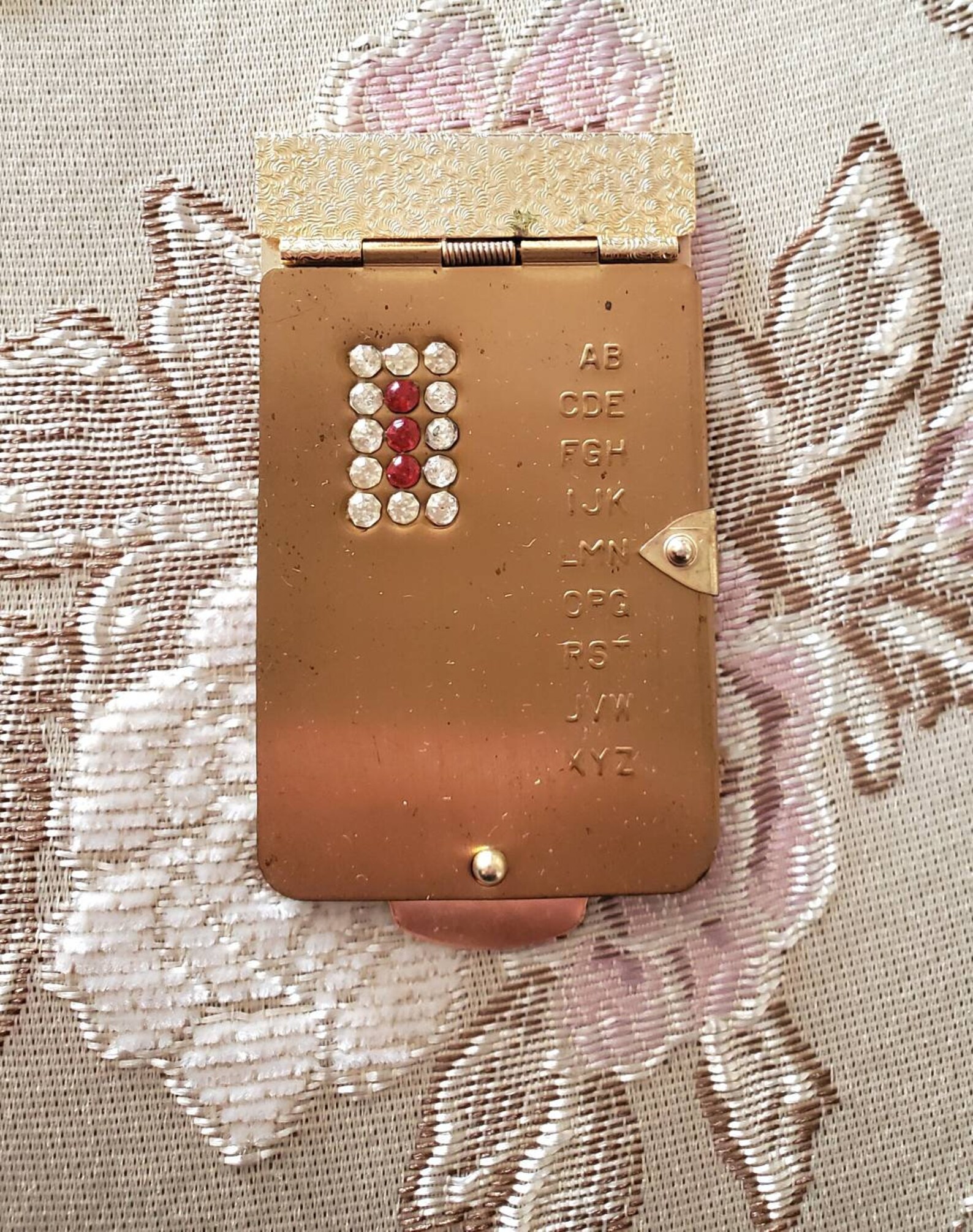 Vintage Red and White Rhinestone Flip Address Book Popup Phone Number