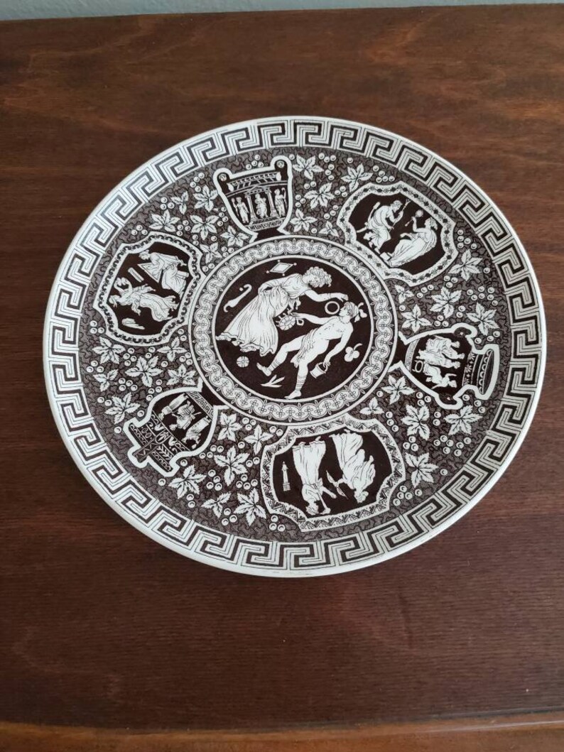 Spode Bread and Butter Plate Brown Greek Key & People Etsy