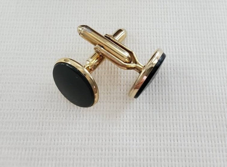 Vintage Swank Cufflinks Groom Cufflinks Black Round Cufflinks Tuxedo Cufflinks Swank Cufflinks Gifts for Him Gift for Groom