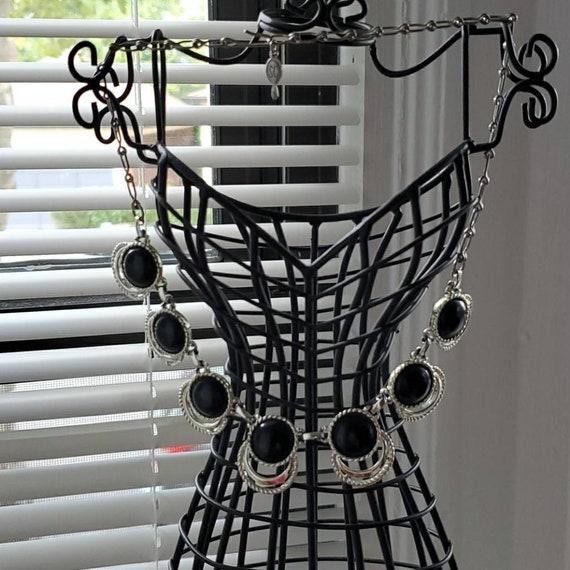 Vintage Sarah Coventry Necklace - Black and Silve… - image 3