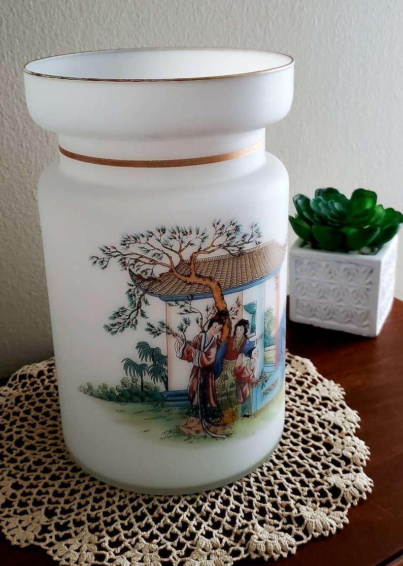 Vintage Chinese Vase Chinese Glass Vase Asian Vase Etsy