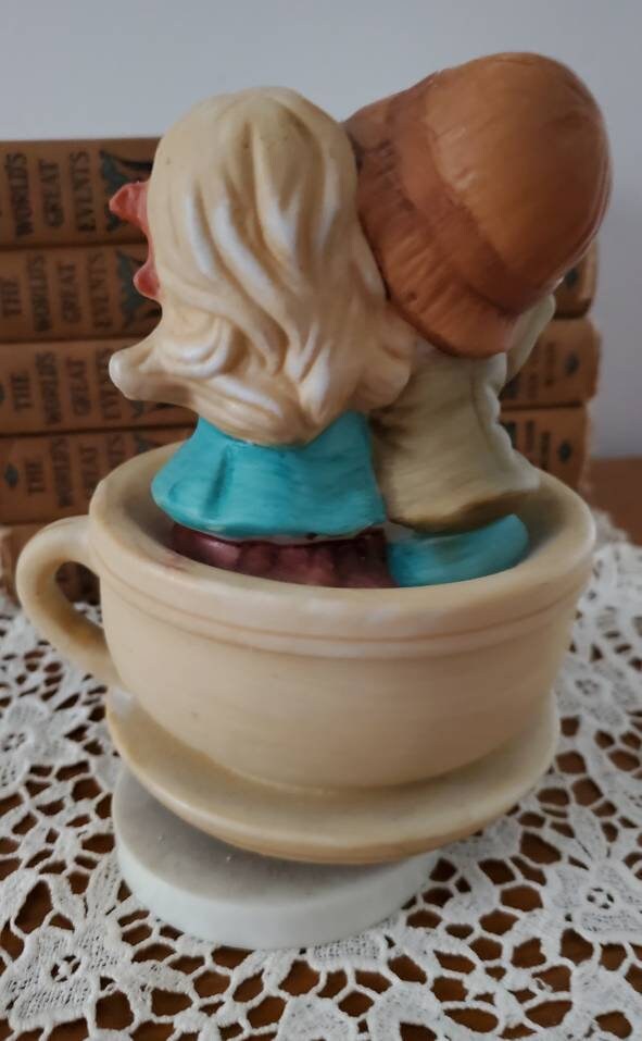 Vintage Music Box Boy and Girl Couple in Teacup Music Box Etsy