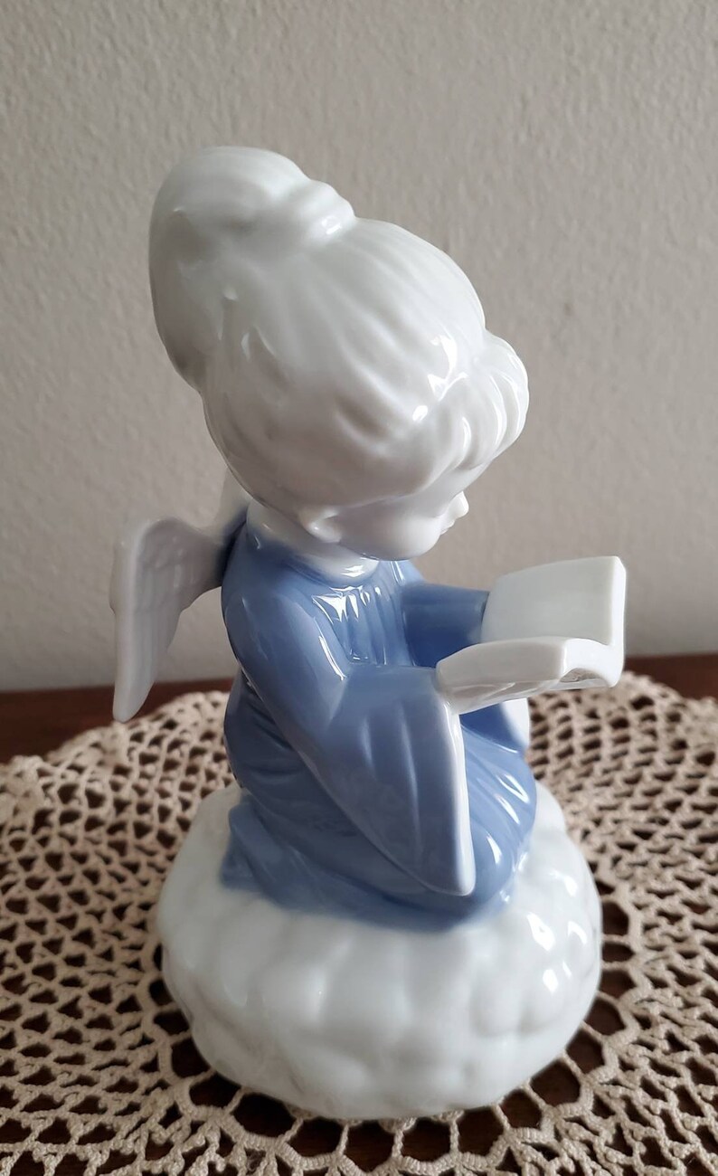 Vintage Music Box Angel Music Box silent Night Musical Angel Collectible Angel Blue Angel