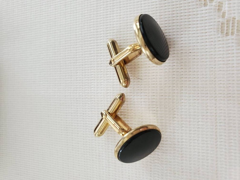 Vintage Swank Cufflinks Groom Cufflinks Black Round Cufflinks Tuxedo Cufflinks Swank Cufflinks Gifts for Him Gift for Groom