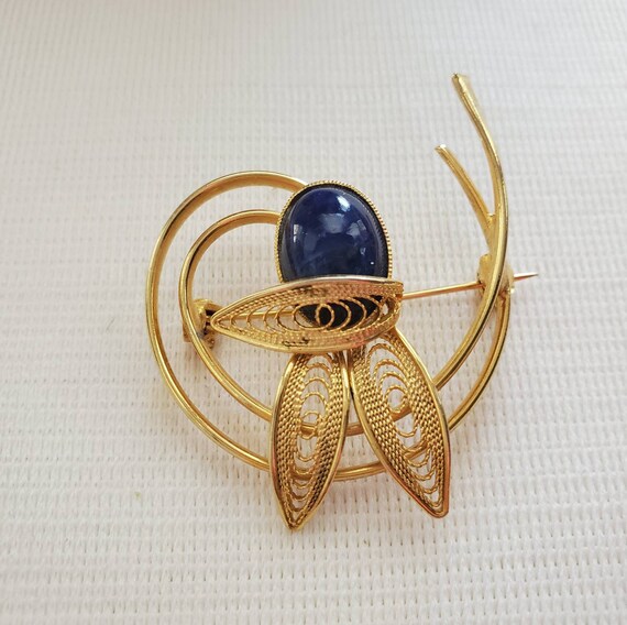 Vintage Faux Lapis Brooch - Vintage Brooch - Vint… - image 6