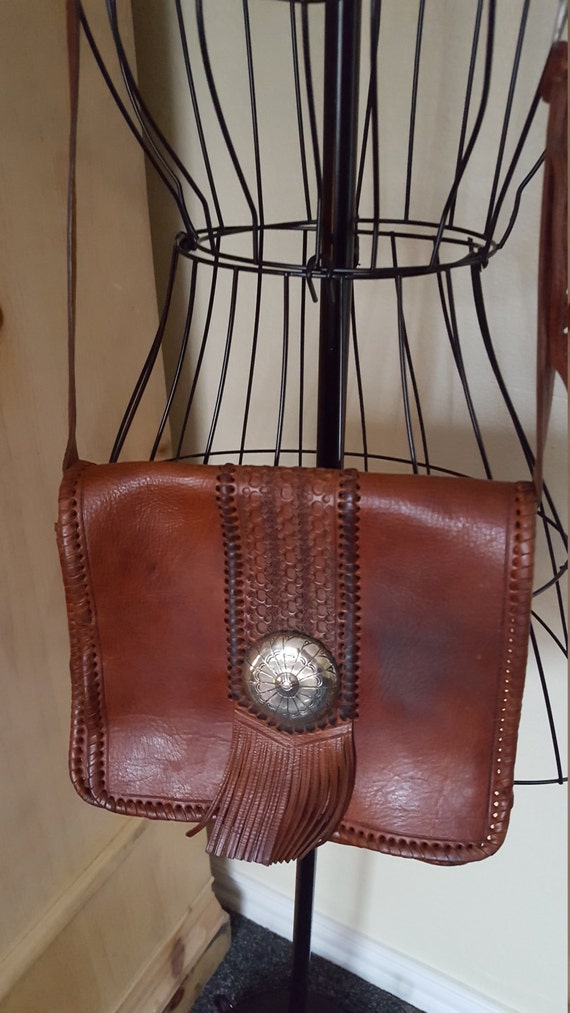 Vintage Handmade Leather Purse - Brown Leather Han