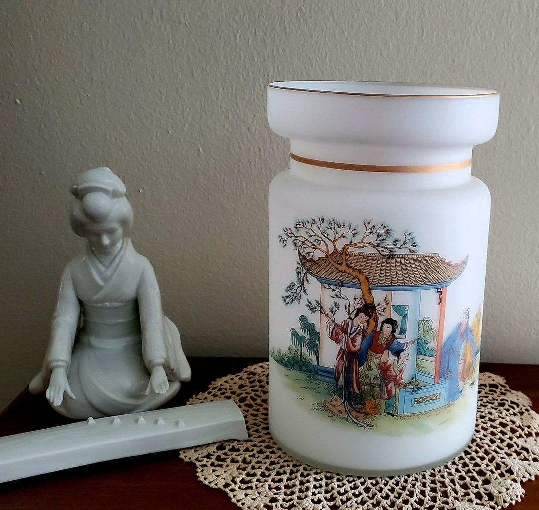 Vintage Chinese Vase Chinese Glass Vase Asian Vase Etsy