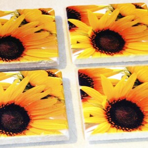Beautiful Marble Sunflower Coasters