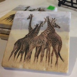 Giraffe Marble set of coasters!!
