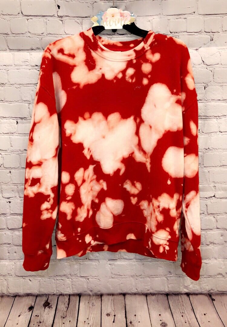 red bleached sweatshirt