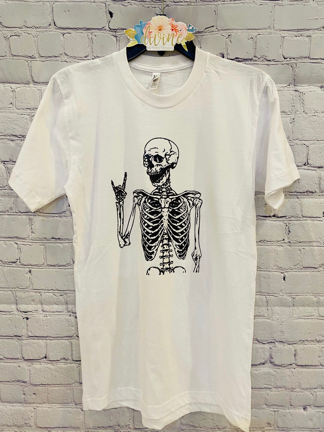 Rock on Skeleton Tee Shirt / Rock and Roll Skeleton / - Etsy