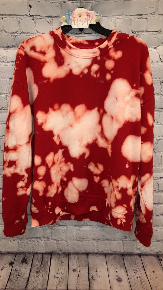 red bleached sweatshirt