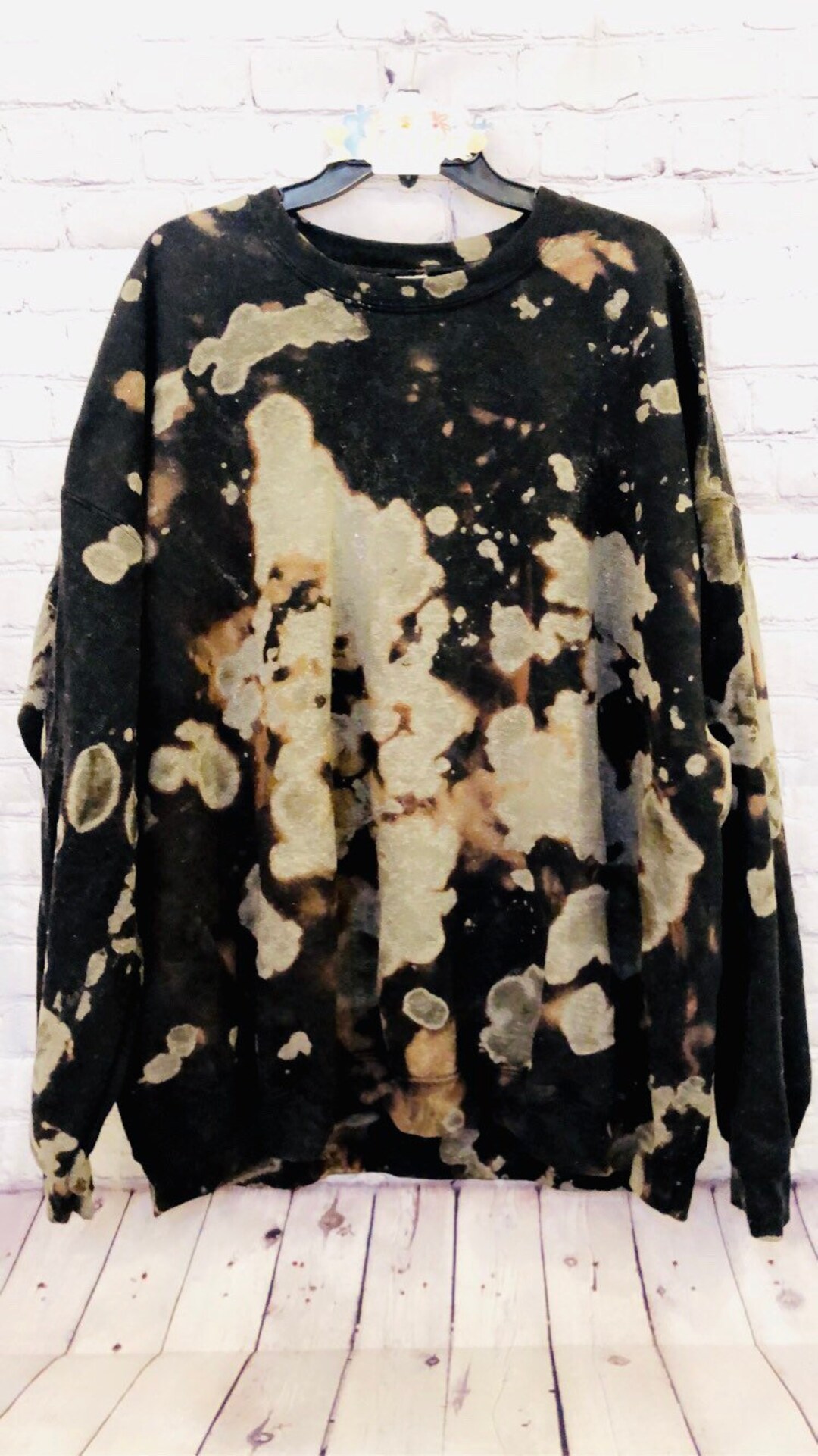 Black Bleached Sweatshirt / Acid Wash Sweatshirt / Reverse Tie Dye Sweatshirt / Distressed