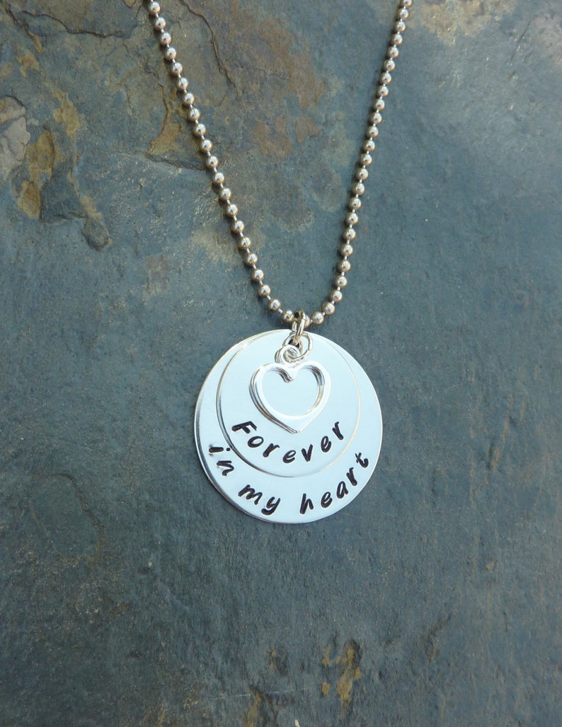 Personalized Forever in My Heart Memorial Necklace in Nickel Silver image 3
