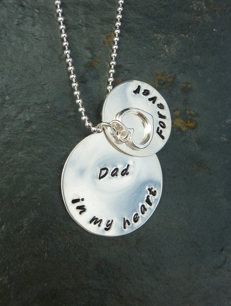 Personalized Forever in My Heart Memorial Necklace in Nickel Silver image 2