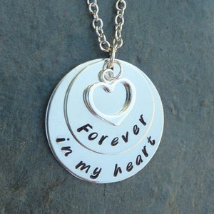 Personalized Forever in My Heart Memorial Necklace in Nickel Silver image 1