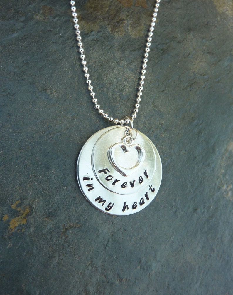 Personalized Forever in My Heart Memorial Necklace in Nickel Silver image 4