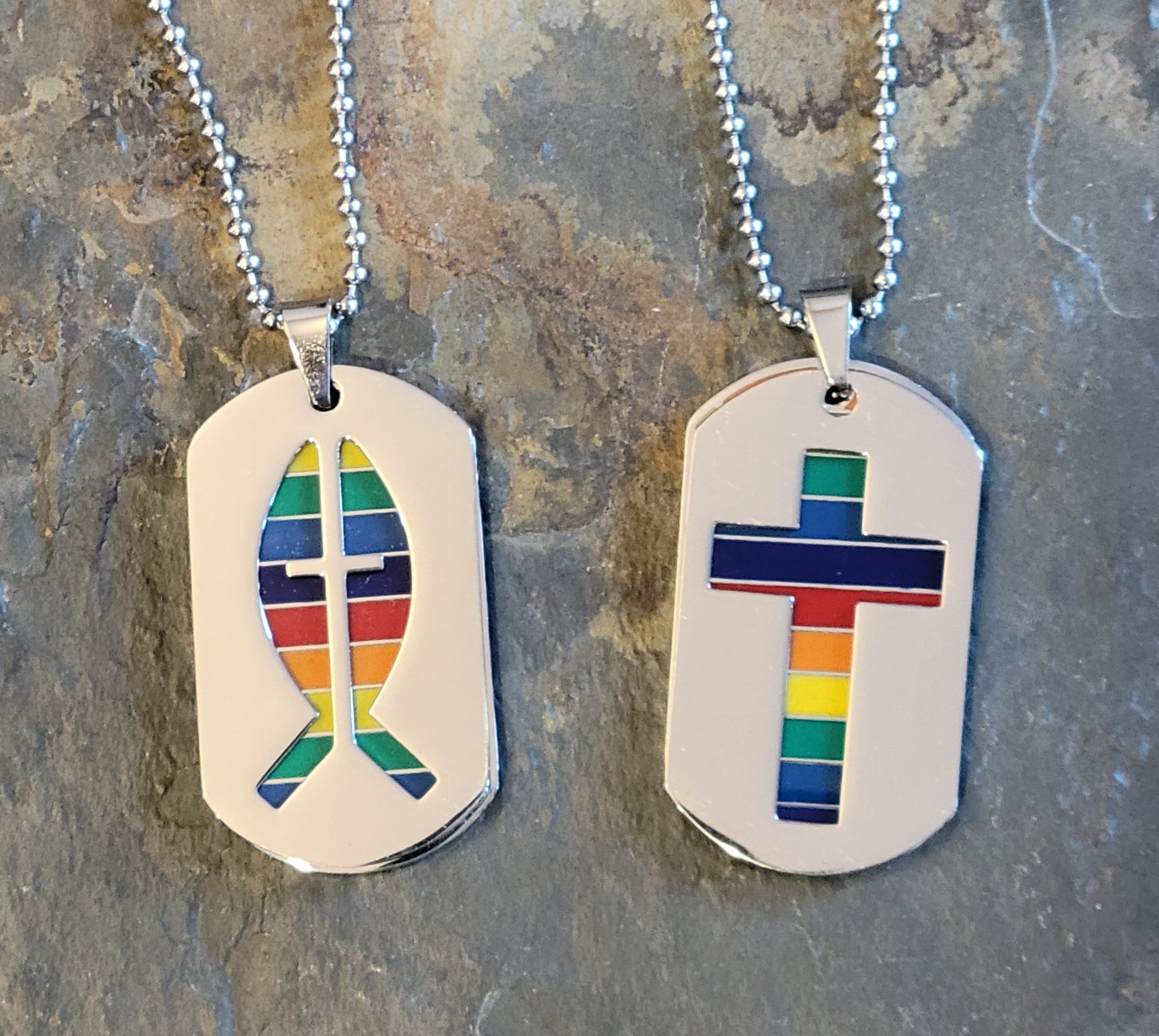 Rainbow cheap cross necklace