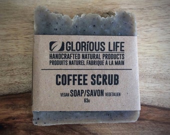 1 bar 63g (2.25 oz.) Natural COFFEE SCRUB - Glorious Life Soap