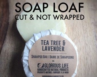 Tea Tree Lavender Shampoo Loaf - Unwrapped - Cut Loaf - Natural Handcrafted Shampoo Soap Loaf - Vegan & Gluten Free by Glorious Life Soap