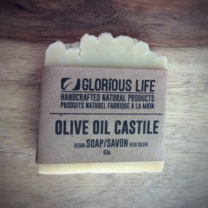 Olive Oil Castile Soap Bar: Unscented, Gentle, Pure, Natural Ingredients - No Dyes / Synthetic Fragrance/ Chemical Detergents, etc.