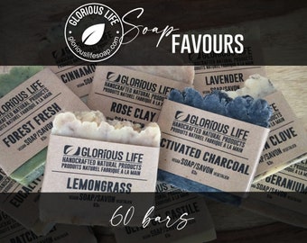 Soap Favours | Wedding Favours | Shower Favours | Party Favours - Bulk Pricing - 60 x 63g Soap Bars - Handcrafted Natural Ingredient Soap