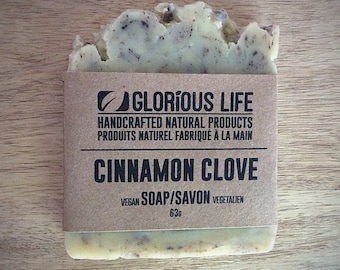 Cinnamon Clove Soap Bar: Natural Soap | Vegan & Gluten Free | Eco Friendly | Handcrafted | Natural Skincare | Made in Canada | Gift