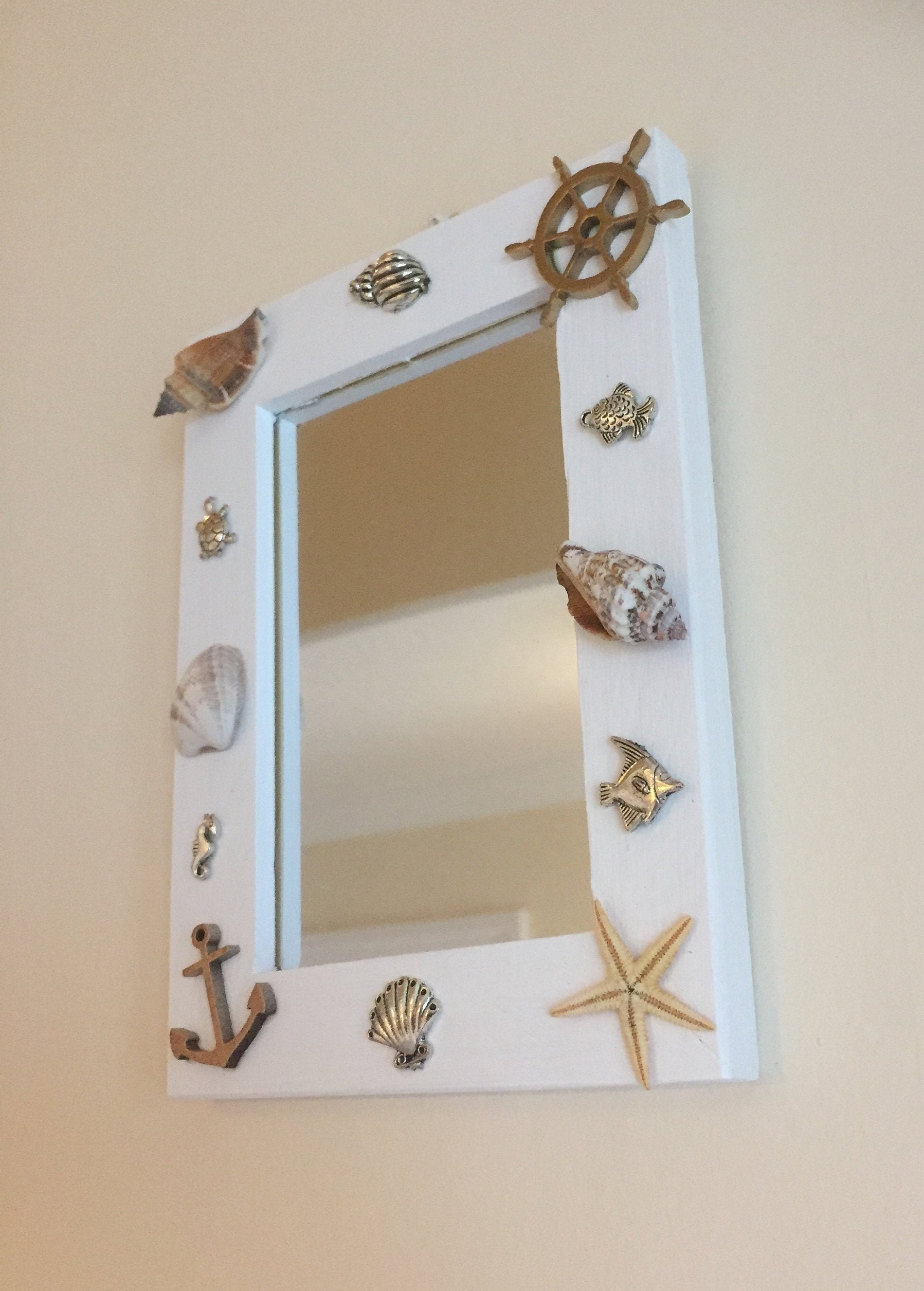 Beach/seaside Novelty Mirror. Wooden Mirror With Shells and Etsy UK