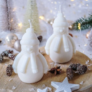 Handmade Candle Snowman Decoration Winter Christmas Home Decor Hygge Rapeseed Wax Gift Rapeseed Wax Candle image 1