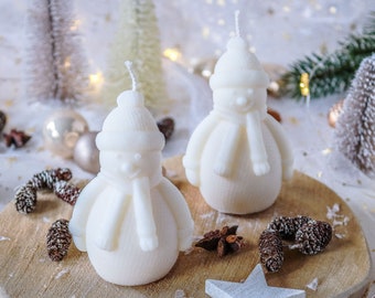Handmade Kerze Schneemann - Dekoration Winter - Weihnachten - Home Decor - Hygge - Rapswachs - Geschenk - Rapswachskerze
