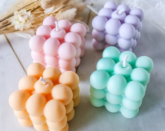 Handmade Bubblekerze bunt - Bubble Cube - Bubble Candle - Rapswachs - Geschenk