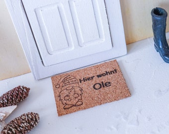 Gnome elf door doormat personalized with name