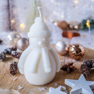 Handmade Candle Snowman Decoration Winter Christmas Home Decor Hygge Rapeseed Wax Gift Rapeseed Wax Candle 1er