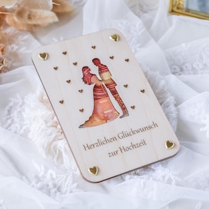 Geldgeschenk Verpackung Hochzeit Brautpaar aus Holz - besonderes Geschenk - Hochzeitsgeschenk - Geschenk Brautpaar - Herzen Liebe