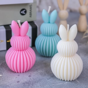 Candle Mini Easter Bunny Rabbit Rapeseed Wax Handmade - Decoration Spring Easter - Easter Decoration Hygge - Gift - Easter Candle Rabbit Design