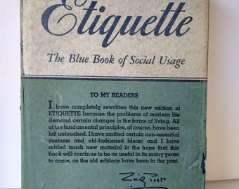 Etiquette - Emily Post Vintage blue Used w/ pictures - 8th printing edition