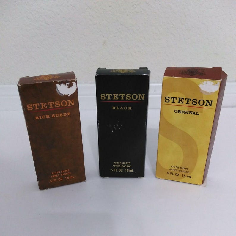 Vintage Stetson Aftershave Lot Of 3 -Original, Black, Rich Suede .5oz image 2