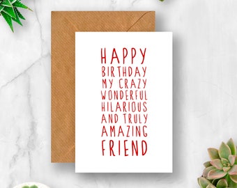 friend birthday card etsy