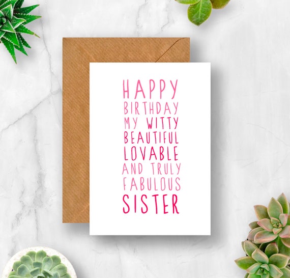 Wonderbaarlijk Zoete beschrijving gelukkige verjaardag zus kaart zuster | Etsy EW-92