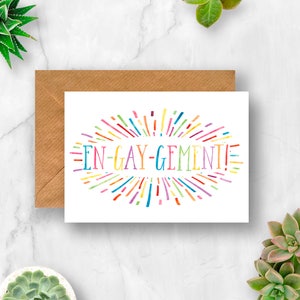 En-gay-gement Sunburst Card, Engagement Card, Card for Engagement, Gay Engagement Card, En-gay-gement Card image 1