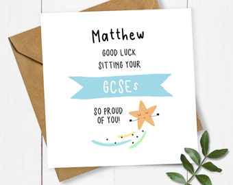 Personalised Shooting Star Good Luck Sitting your GCSEs Card, Card for GCSE, Good Luck Card, Exams Card, Sitting Exams Card, Best of Luck