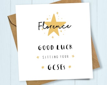 Personalised Gold Star Good Luck Sitting your GCSEs Card, Card for GCSE, Good Luck Card, Exams Card, Sitting Exams Card, Best of Luck, GCSEs