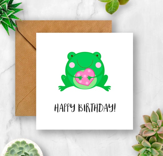 Frog In A Leaf Personalised Birthday Greetings Card