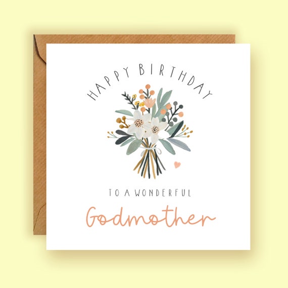 Happy Birthday Godmother Bouquet Card, Flower Birthday Card, Godmother Birthday Card, Card for Godmother, Special Godmother Birthday Card
