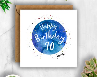 Personalised Circle Happy Birthday 70 Card, 70th Birthday Card, Card for 70th Birthday, 70 Birthday, Friend 70th Card, Mum 70th, Dad 70th