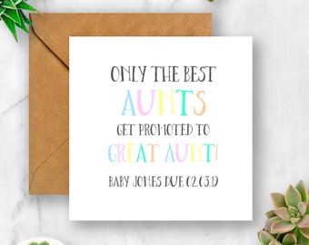 Personalised Pregnancy Announcement Card, Rainbow Only the Best Aunties Get Promoted to Great Auntie!, Expecting Card, Pregnancy Card, Baby