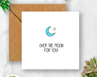 Over the Moon for You Card, Congrats Card, Well Done Card, Congratulations Card, So Happy for You Card, You Did It Card, You Passed, Exams