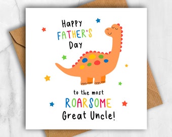 Roarsome Great Uncle  Happy Father's Day Card, Card for Father's Day, Great Uncle Father's Day, Great Uncle Card, Fathers Day Uncle Dinosaur